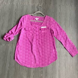 Pink Dress Top with Roll-up sleeves